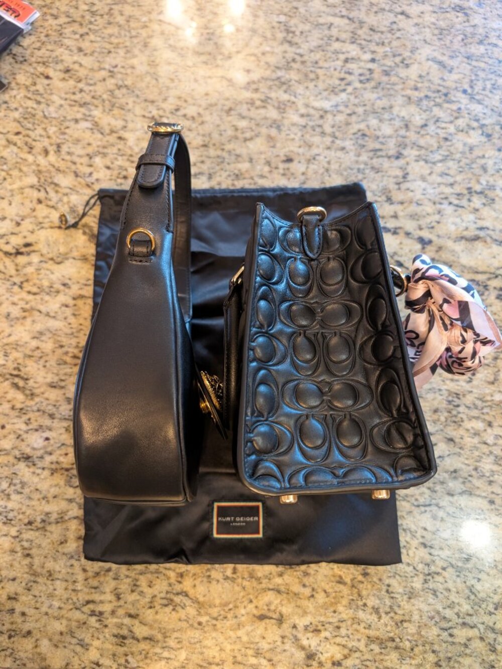 Kurt Geiger Dark Brown Leather Shoulder Bag with Gold Chain & Crystal Buckle - Picture 8 of 8